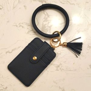 Navy Wristlet Bracelet Keychain Credit Card Wallet